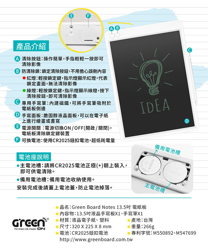 Green Board 電紙板 規格介紹