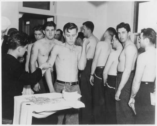 Don’t Throw Away Your ShotThis week is World Immunization Week so we are sharing this fun image of Navy recruits receiving inoculations at the U.S. Naval Training Station in San Diego in the 1920s. If you are a military veteran, you probably remember...