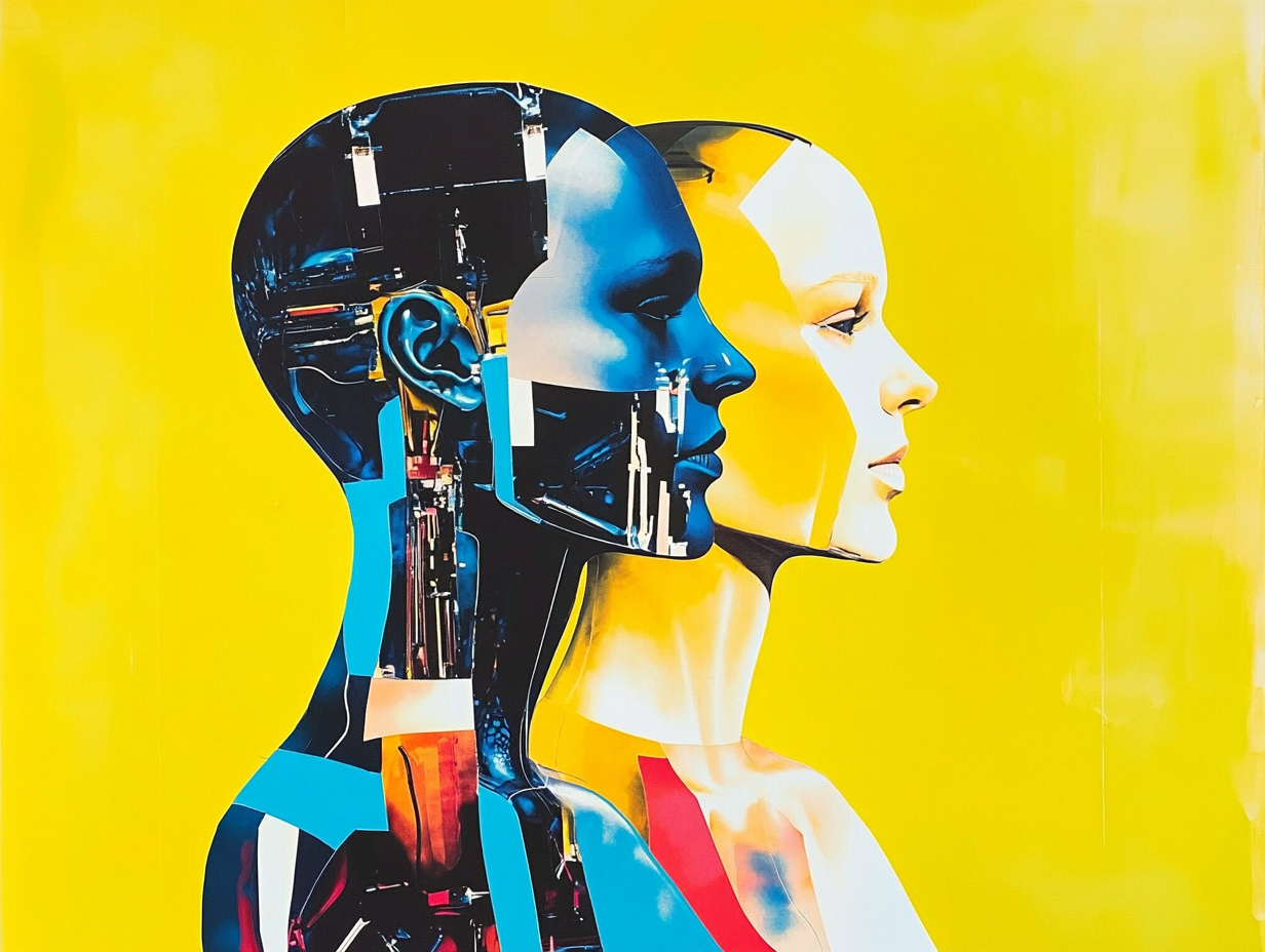 AI illustration of two robotic people