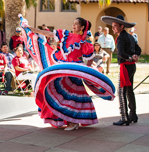 Spanish dancers performing for onlookers