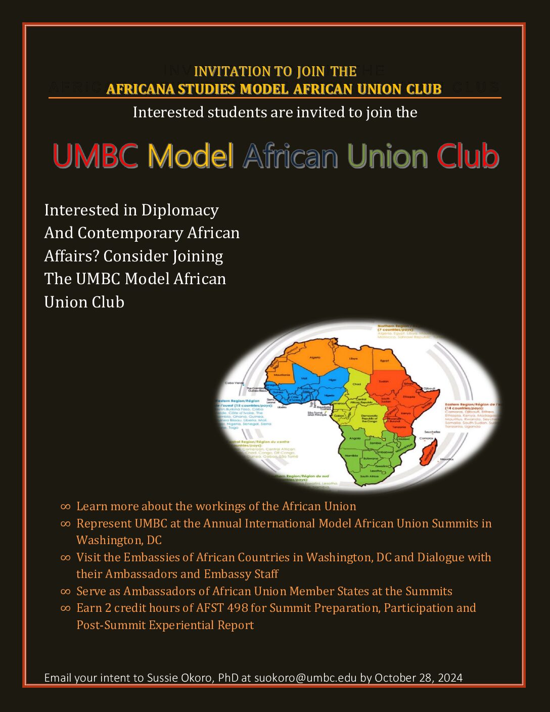 Sign Up Today! Invitation to join the UMBC Model African Union Club