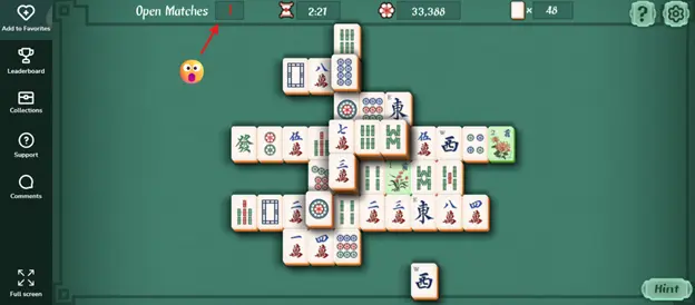 A Mahjong Solitaire Layout where only one match remains