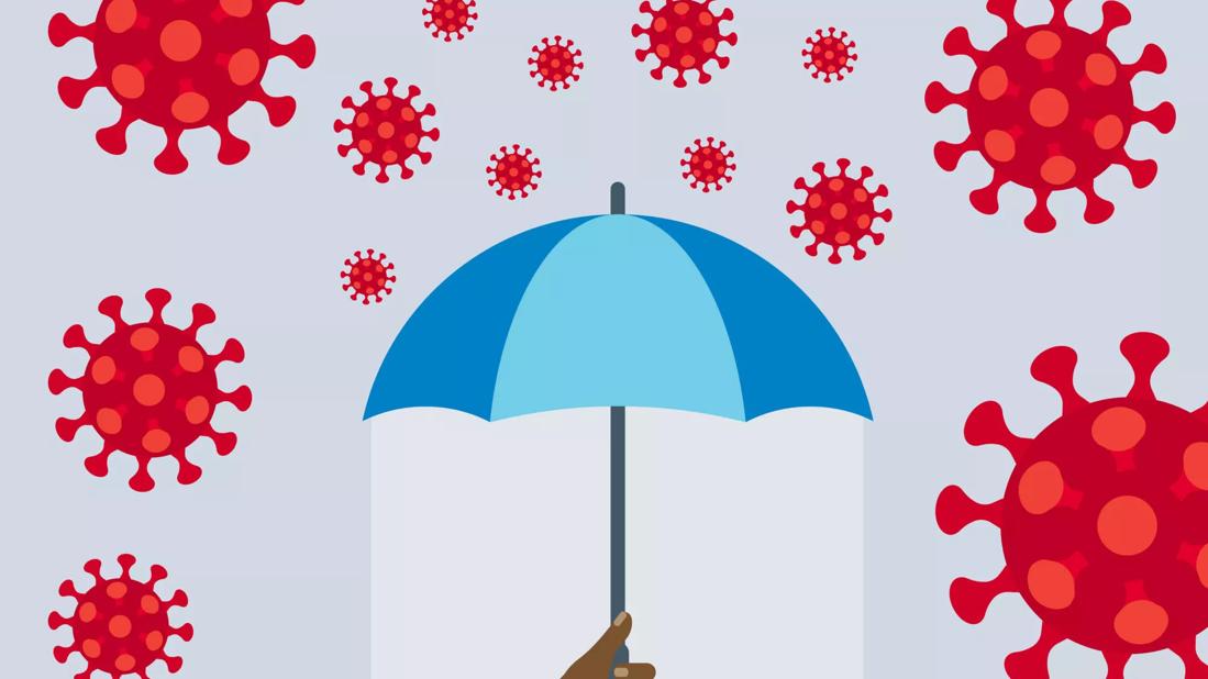 umbrella protecting person from COVID virus