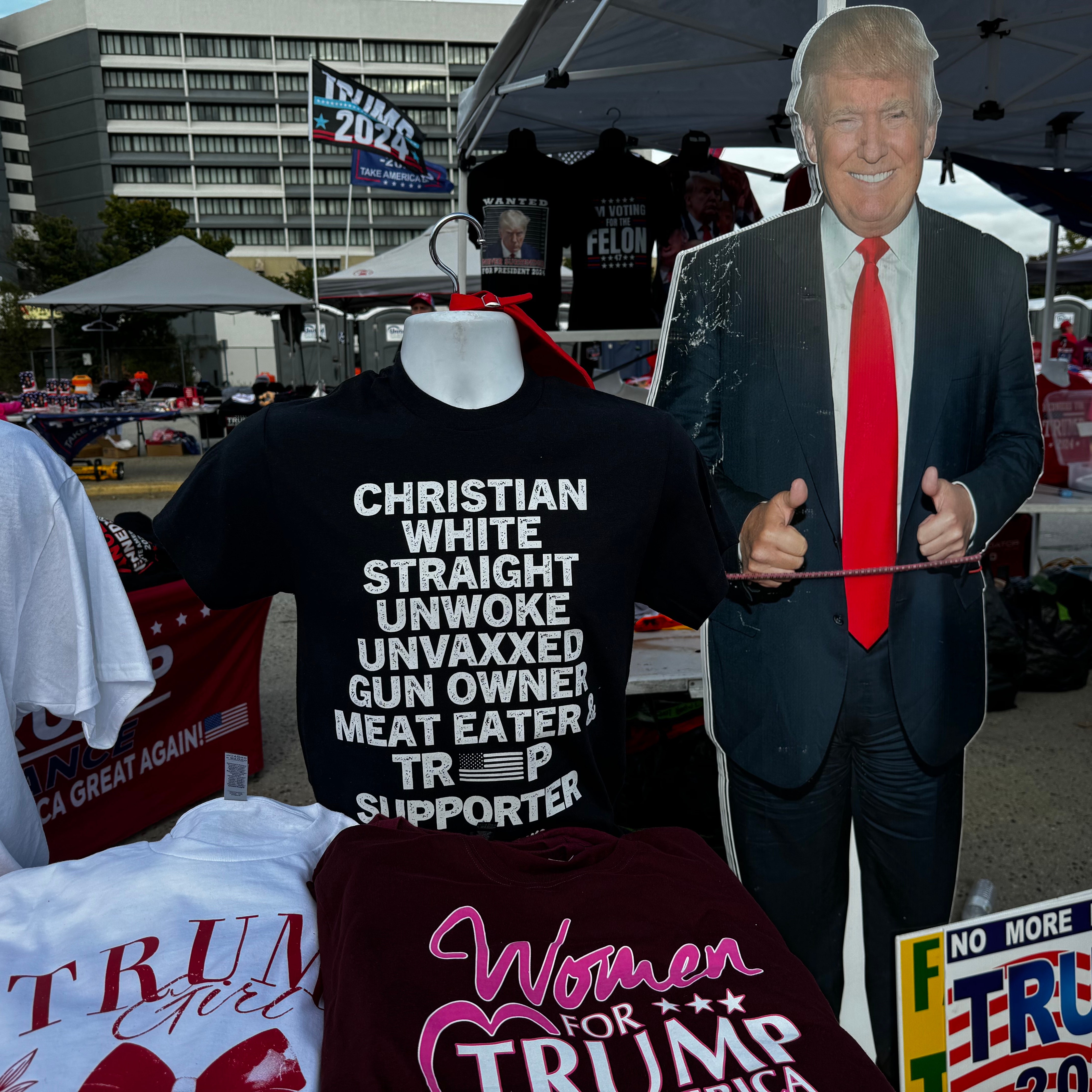 Bedazzled MAGA Jackets, “Trump That B**ch!” T-Shirts and Vance Stickers: At Trump Rallies, the More Toxic the Merch the Better