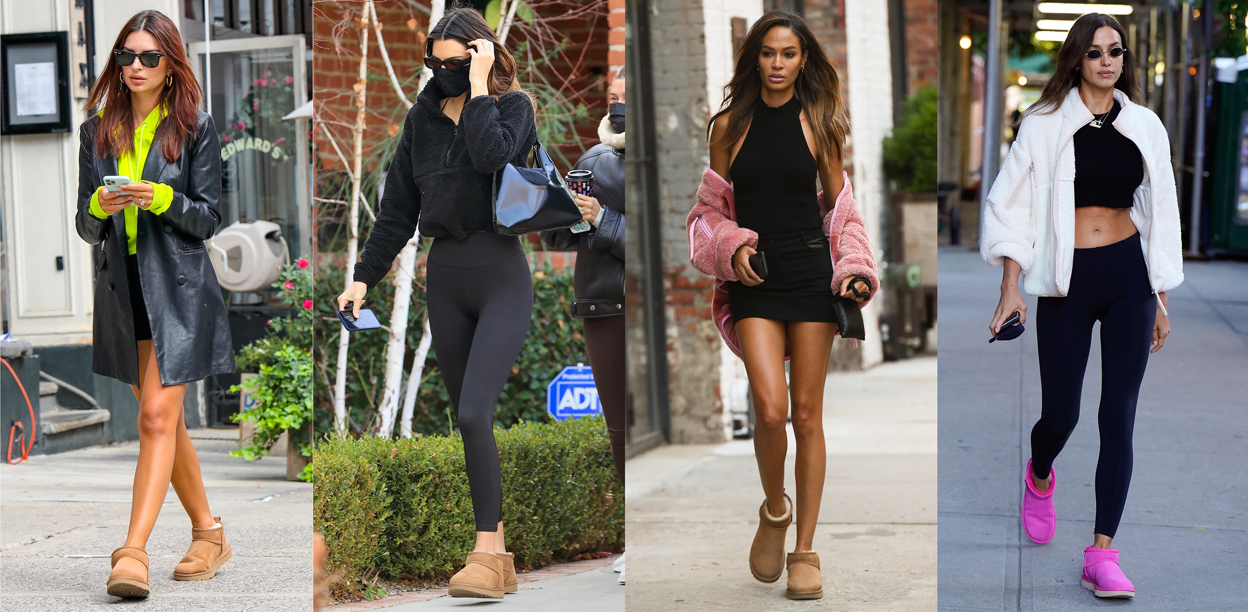 Image may contain Clothing Apparel Footwear Shoe Human Person Joan Smalls Emily Ratajkowski Coat and Sunglasses