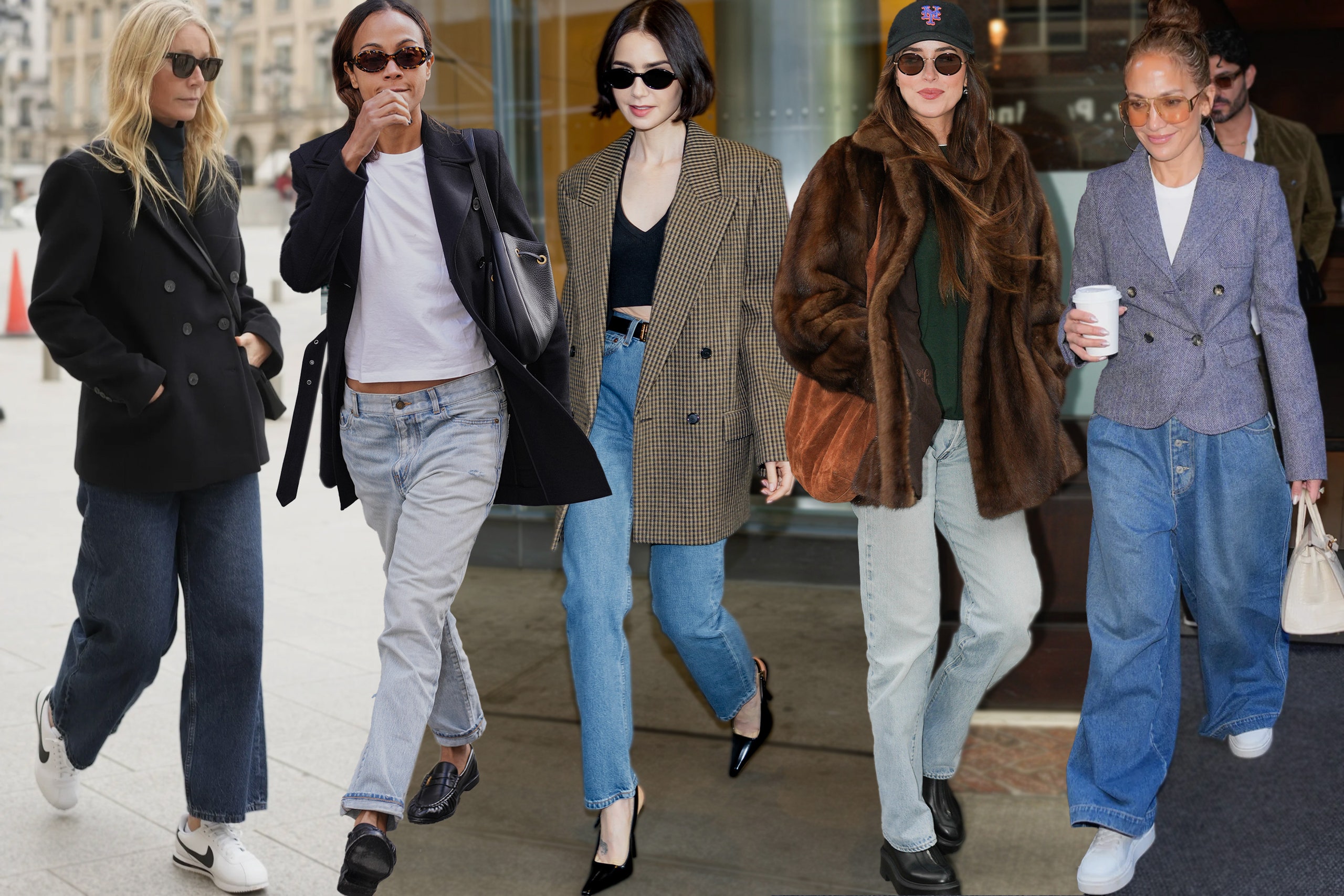 Image may contain Zoe Saldana Jennifer Lopez Lily Collins Gwyneth Paltrow Dakota Johnson Clothing Pants and Person