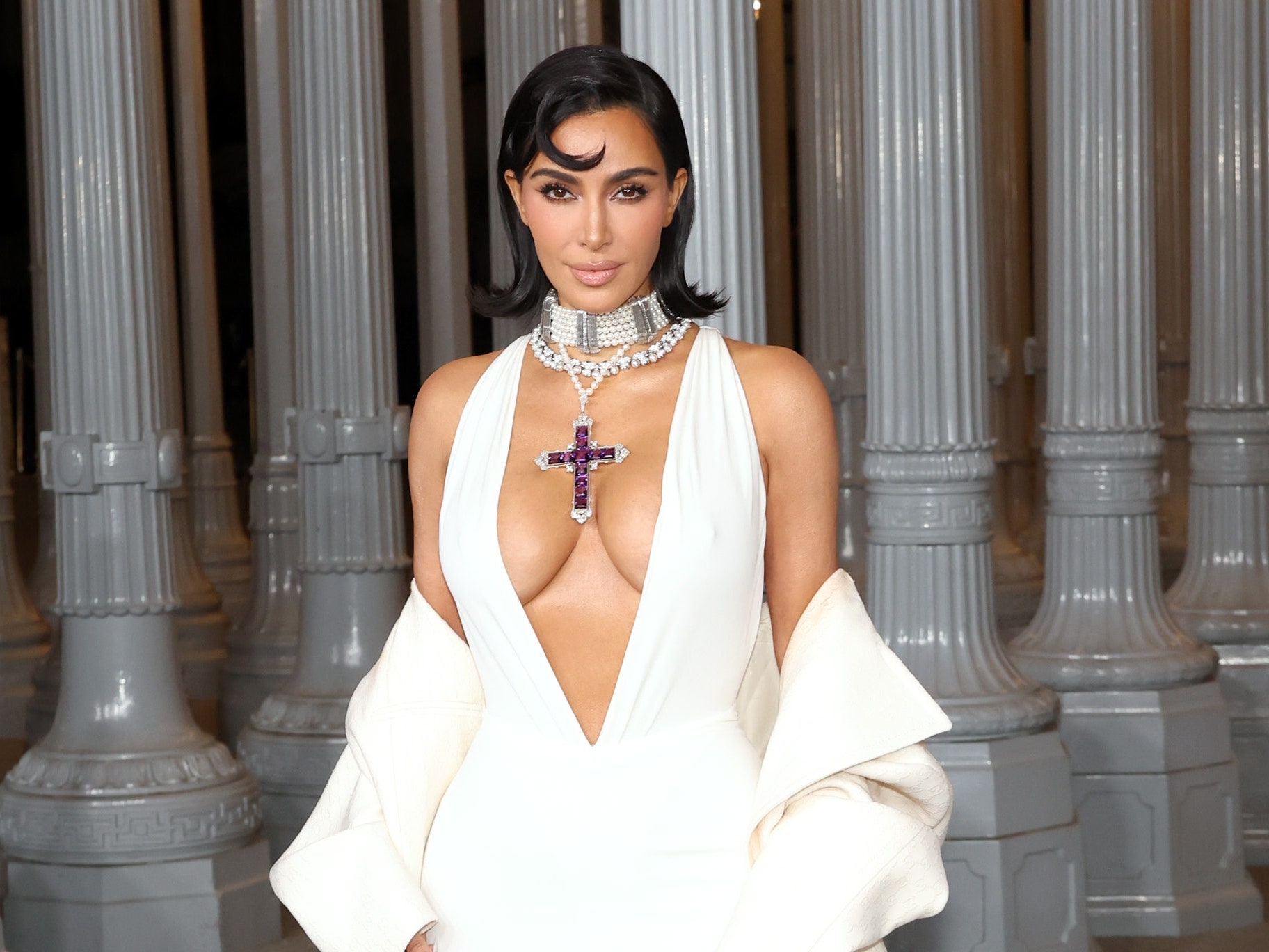 Kim Kardashian Sports Princess Diana’s Attallah Cross Necklace at the LACMA Gala