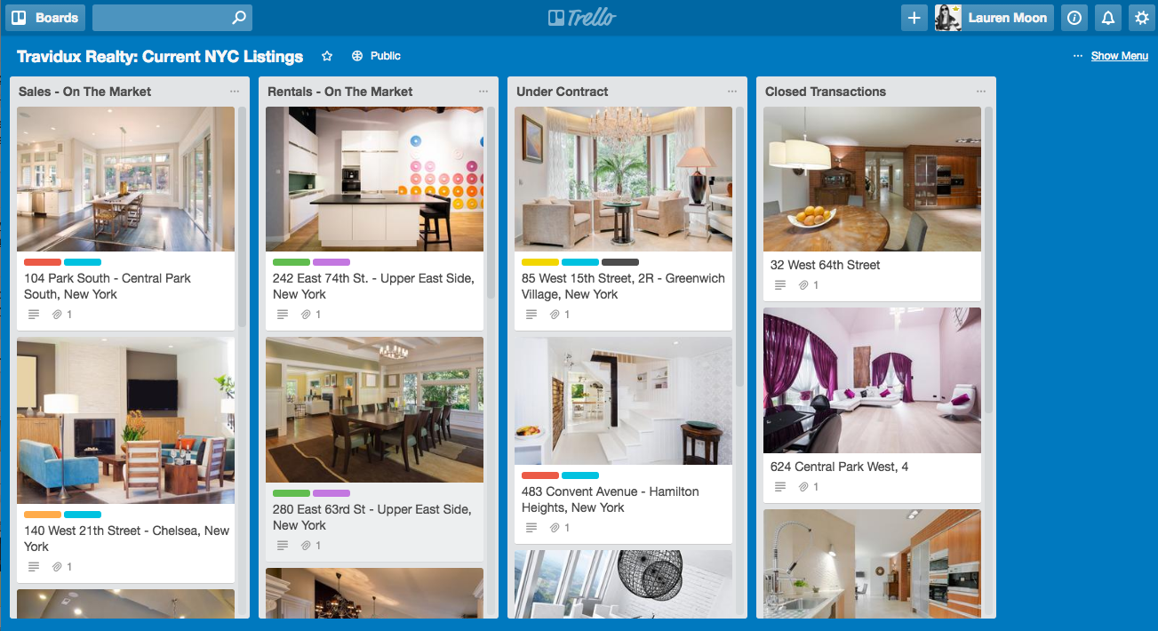 Sample Trello Real Estate board