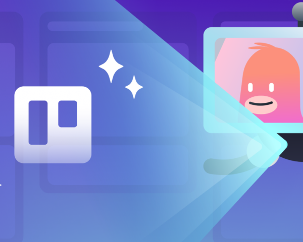 A spotlight on the Trello logo with stars above