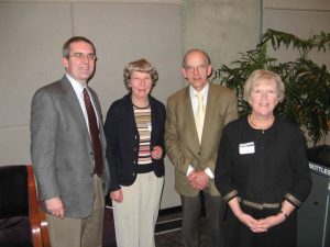 Inaugural reception on October 24, 2008, at Kane Hall. Stephen Hobbs (left), Ann and Keith Browning, Sylvia Hobbs (right). Photo: D. Hartmann