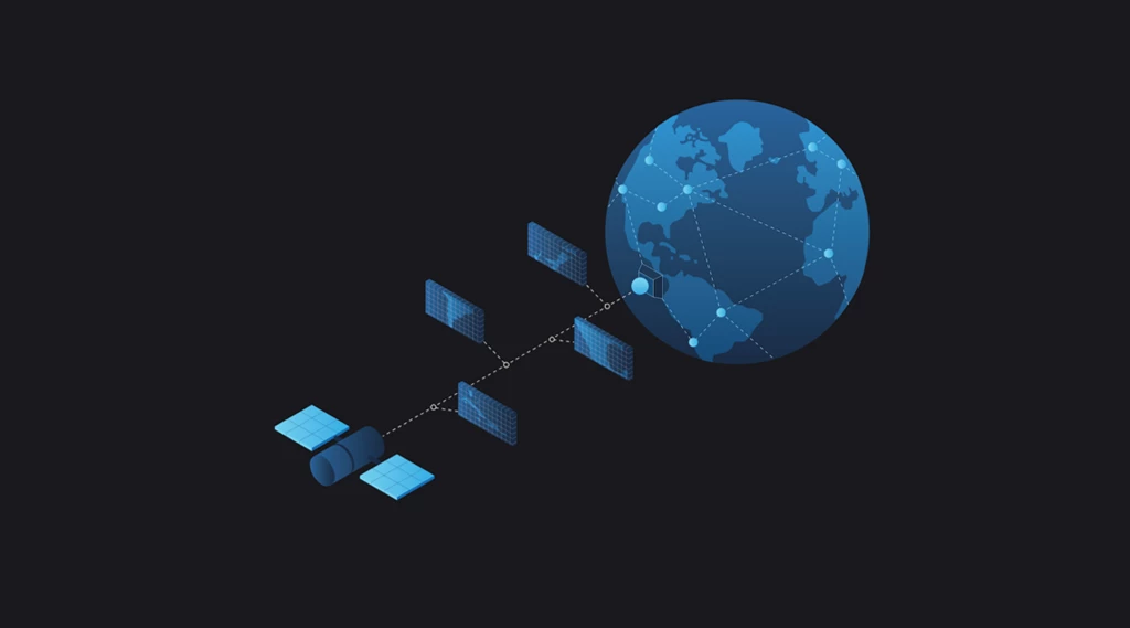 Space development pipeline from earth to satellite.