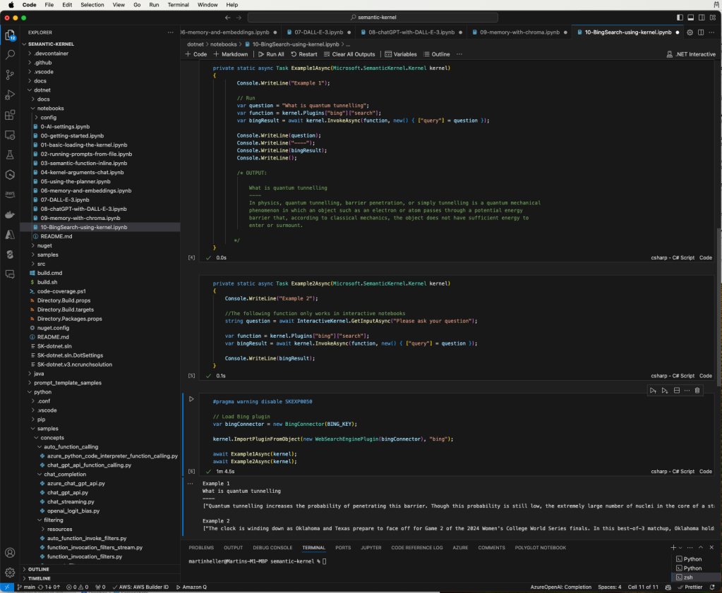 Sample C# notebook for Semantic Kernel