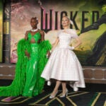 FILE - Cynthia Erivo, left, and Ariana Grande arrive at the premiere of "Wicked" on Nov. 9, 2024, at Dorothy Chandler Pavilion in Los Angeles.