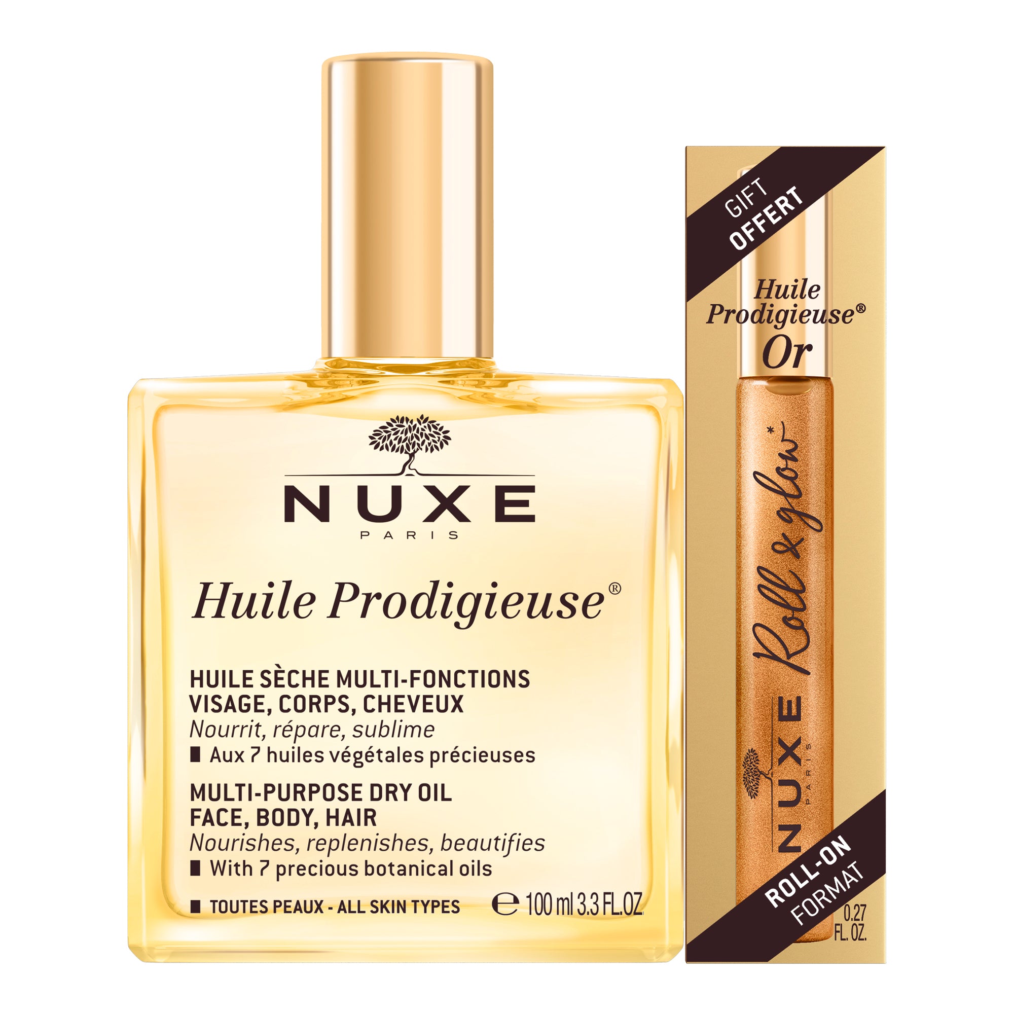 Huile Prodigieuse® 100 ml & Huile Prodigieuse® Or Format Roll-on offert 8ml