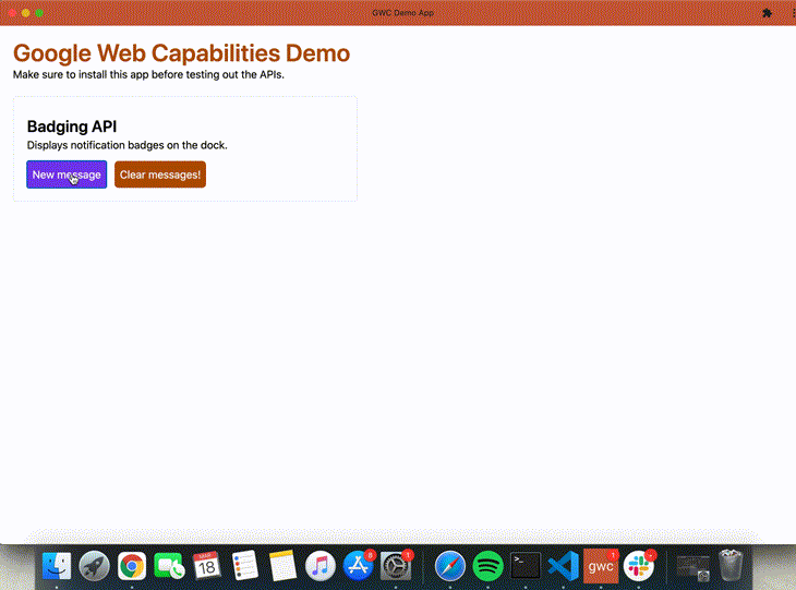 Badging API Google Web Capabilities Demo