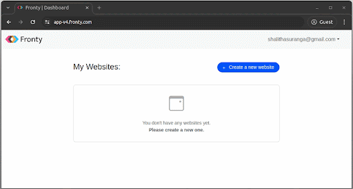 Creating a New Website in Fronty