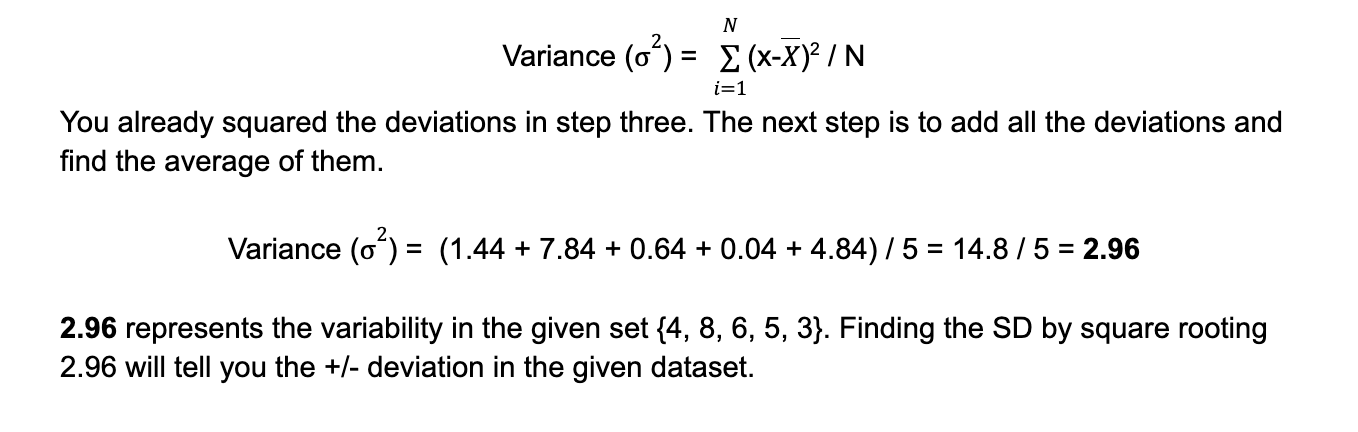 Apply The Formula Of Variance