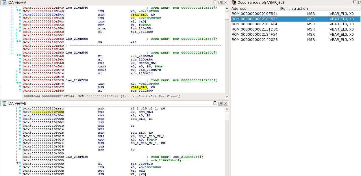 Exception Vector Table (not) at 0x210F000