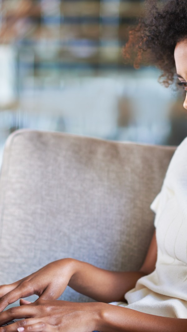 woman relaxed on computer