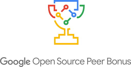 Image that says Google Open Source Peer Bonus with a graphic of a trophy with the open source logo inside