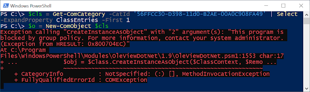 PowerShell error when creating MSOAV COM object. Fails with AppLocker policy block error.