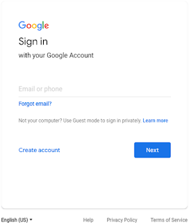 Tela de login antiga do Google com texto alinhado à esquerda