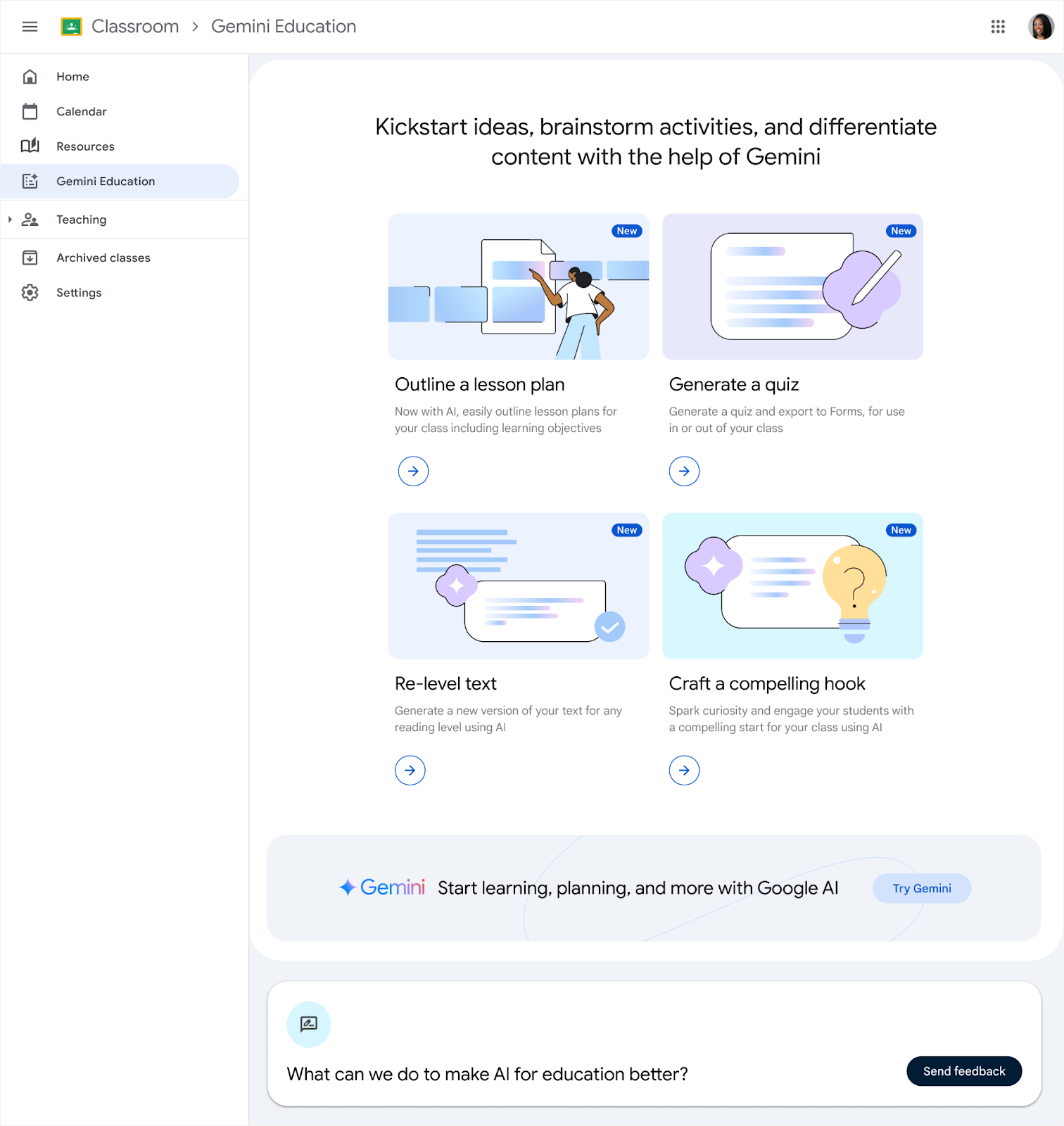 Gemini in Google Classroom