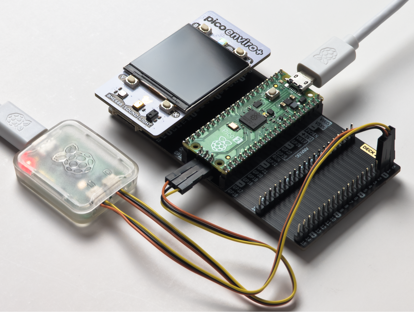 Raspberry Pi Pico 2 (RP2350) with Enviro+ pack hat.