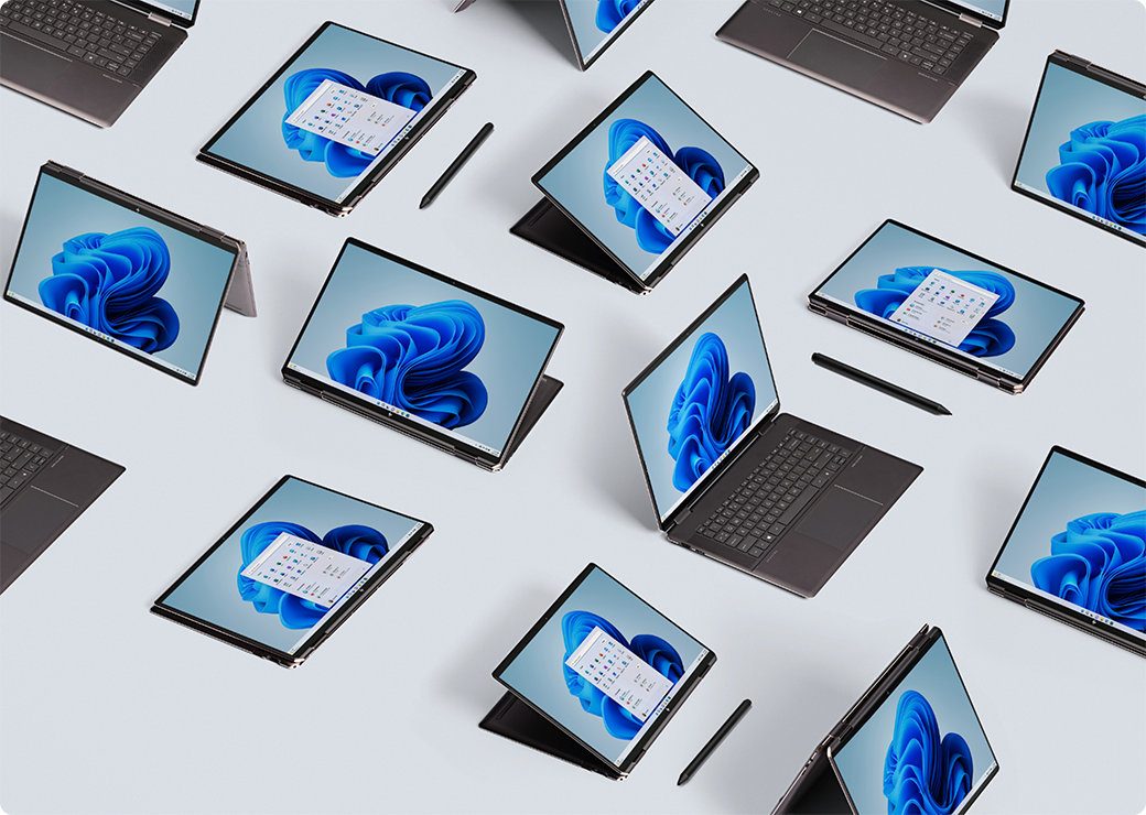 An array of Windows 11 devices