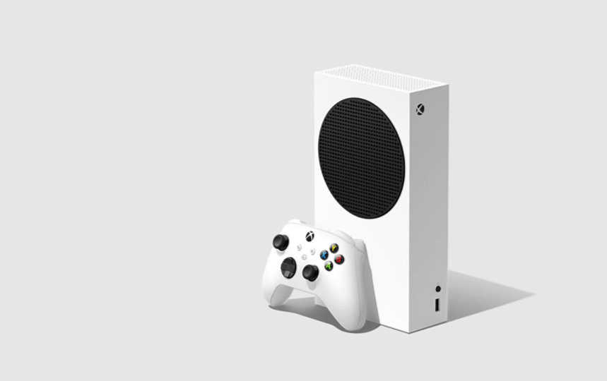 Μια κονσόλα Xbox Series S και ένα χειριστήριο Xbox