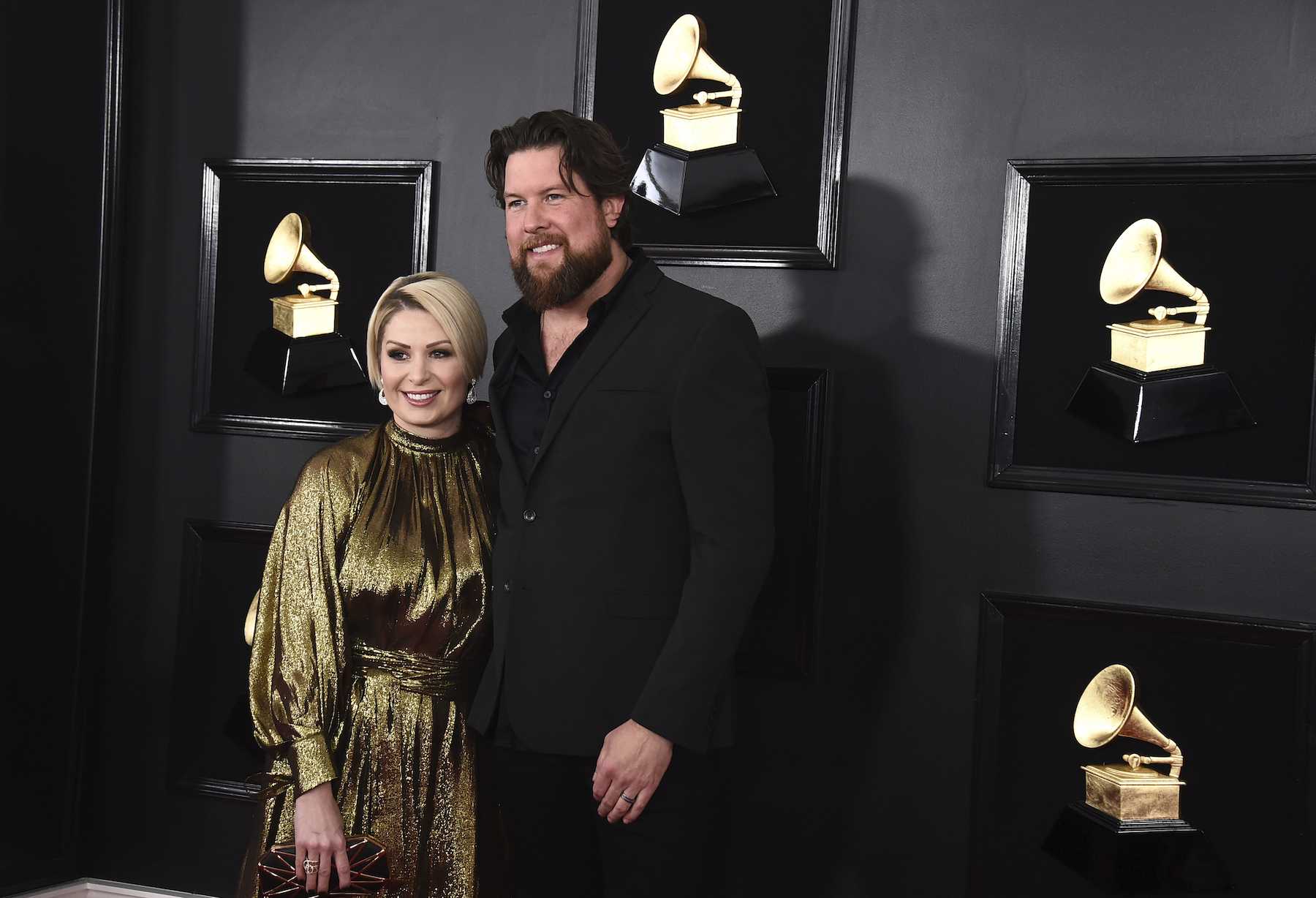 Zach Williams, right, and Crystal Williams arrive at the 61st annual Grammy Awards at the Staples Center on Sunday, Feb. 10, 2019, in Los Angeles.