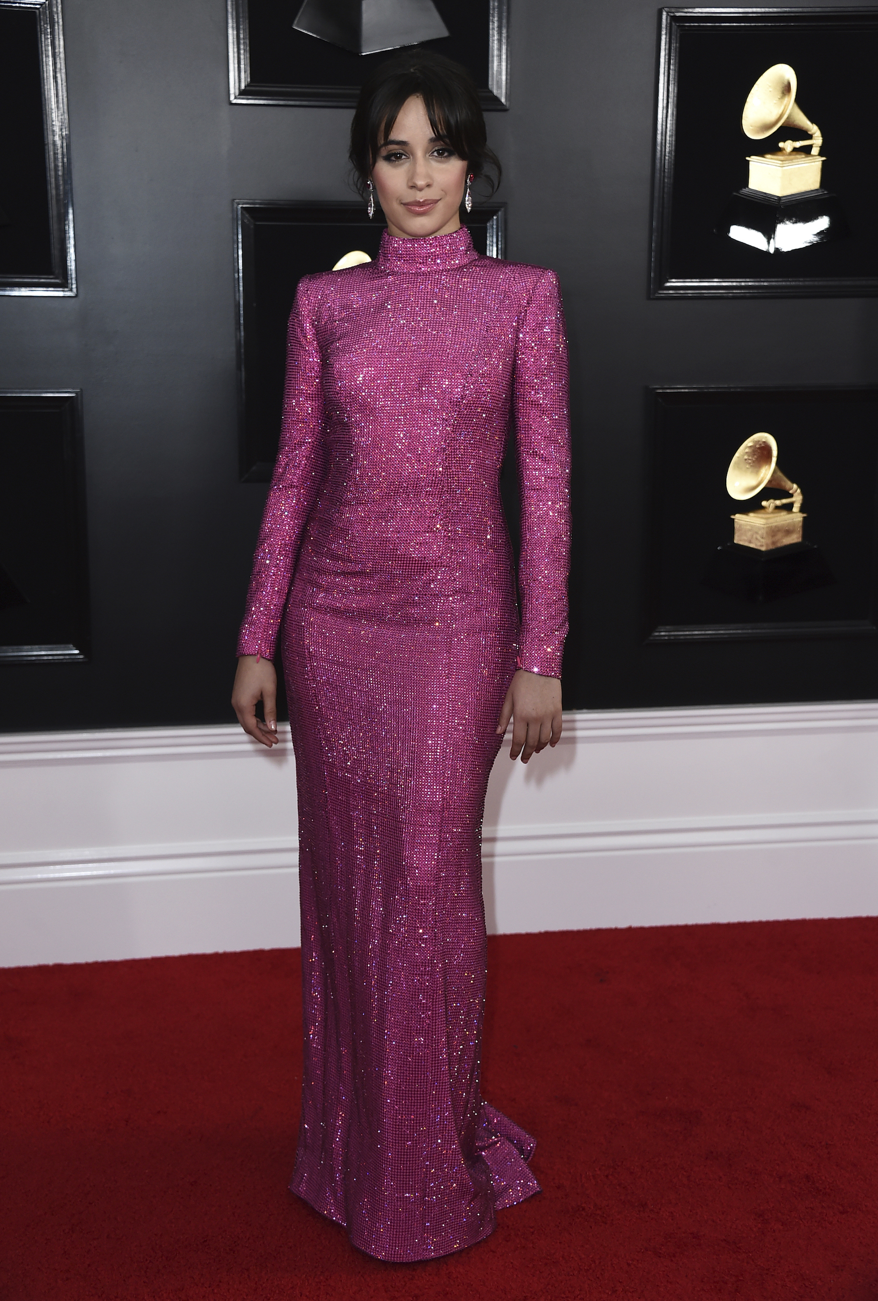 Camila Cabello arrives at the 61st annual Grammy Awards at the Staples Center on Sunday, Feb. 10, 2019, in Los Angeles.