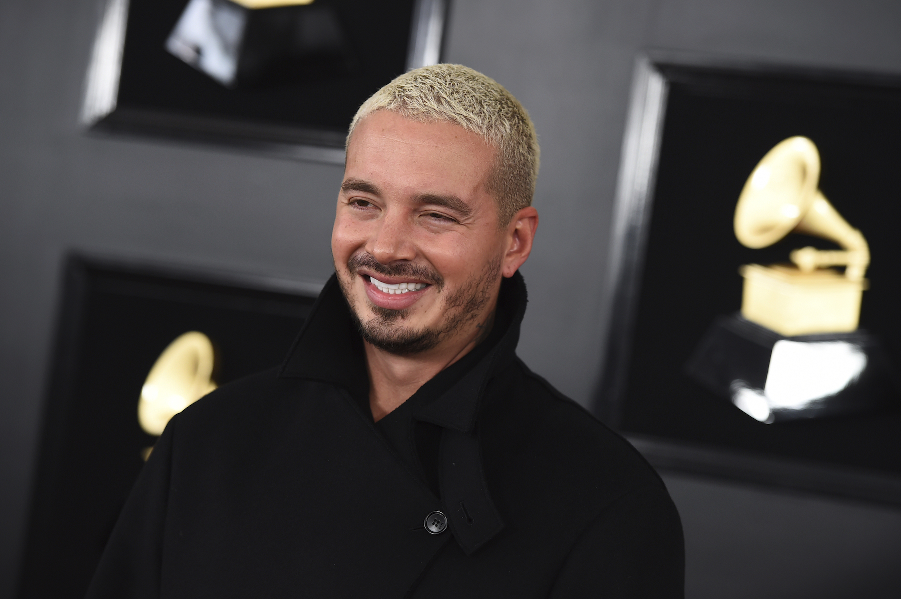 J Balvin arrives at the 61st annual Grammy Awards at the Staples Center on Sunday, Feb. 10, 2019, in Los Angeles.