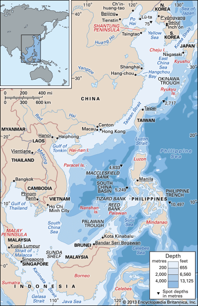 The East China, South China, and Yellow seas