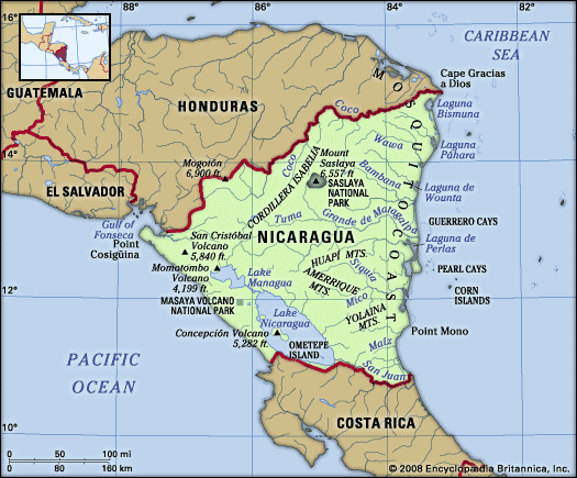 Physical features of Nicaragua