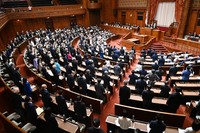 The House of Councillors passes the revised law on support for child and youth development during a plenary session on June 5, 2024. (Mainichi/Akihiro Hirata)