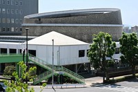 The Gifu Civic Auditorium, with a unique conical structure, is seen in a government district in the city of Gifu on May 18, 2022. (Mainichi/Koji Hyodo)