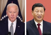 This combined photo shows U.S. President Joe Biden (L, Getty/Kyodo) and Chinese President Xi Jinping. (Kyodo)