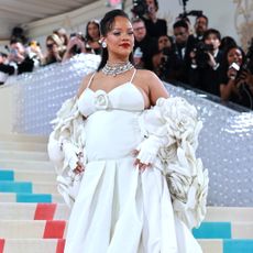 Rihanna attends The 2023 Met Gala Celebrating "Karl Lagerfeld: A Line Of Beauty" at The Metropolitan Museum of Art on May 01, 2023 in New York City. 