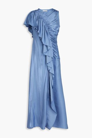 Lali Ruffled Satin Maxi Dress