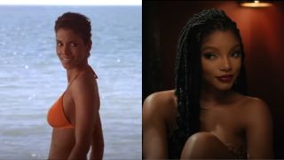 Halle Berry in Die Another Day orange bikini and Halle Berry in Because I Love You music video