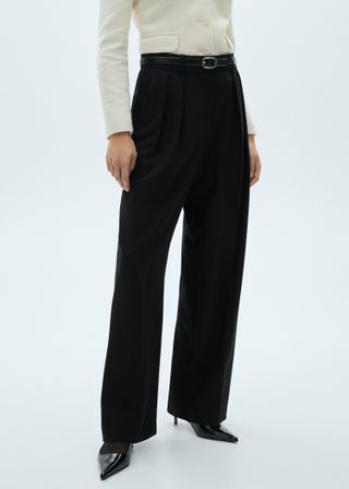 Wideleg Pleated Pants - Women | Mango Usa