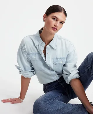 Madewell, Alexa Chung for Madewell Oversized Denim Shirt in Dunklin Wash