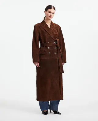 Madewell, Alexa Chung for Madewell Double-Breasted Blazer Overcoat in Suede