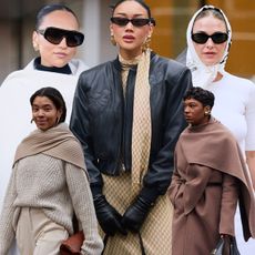 best designer scarves shown in a collage of street style images 