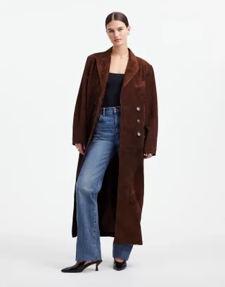 Madewell, Alexa Chung for Madewell Double-Breasted Blazer Overcoat in Suede