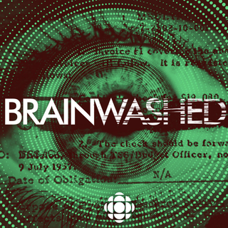 brainwashed podcast cover art featuring the eye at the center of the american dollar