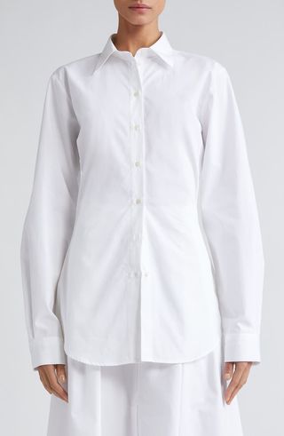 Shaped Cotton Poplin Button-Up Shirt