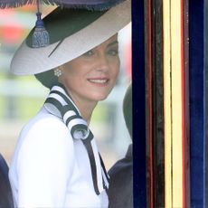 Catherine, Princess of Wales wearing a black and white dress