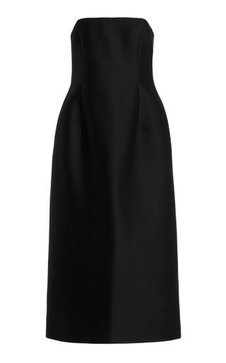 Strapless Wool-Silk Midi Dress